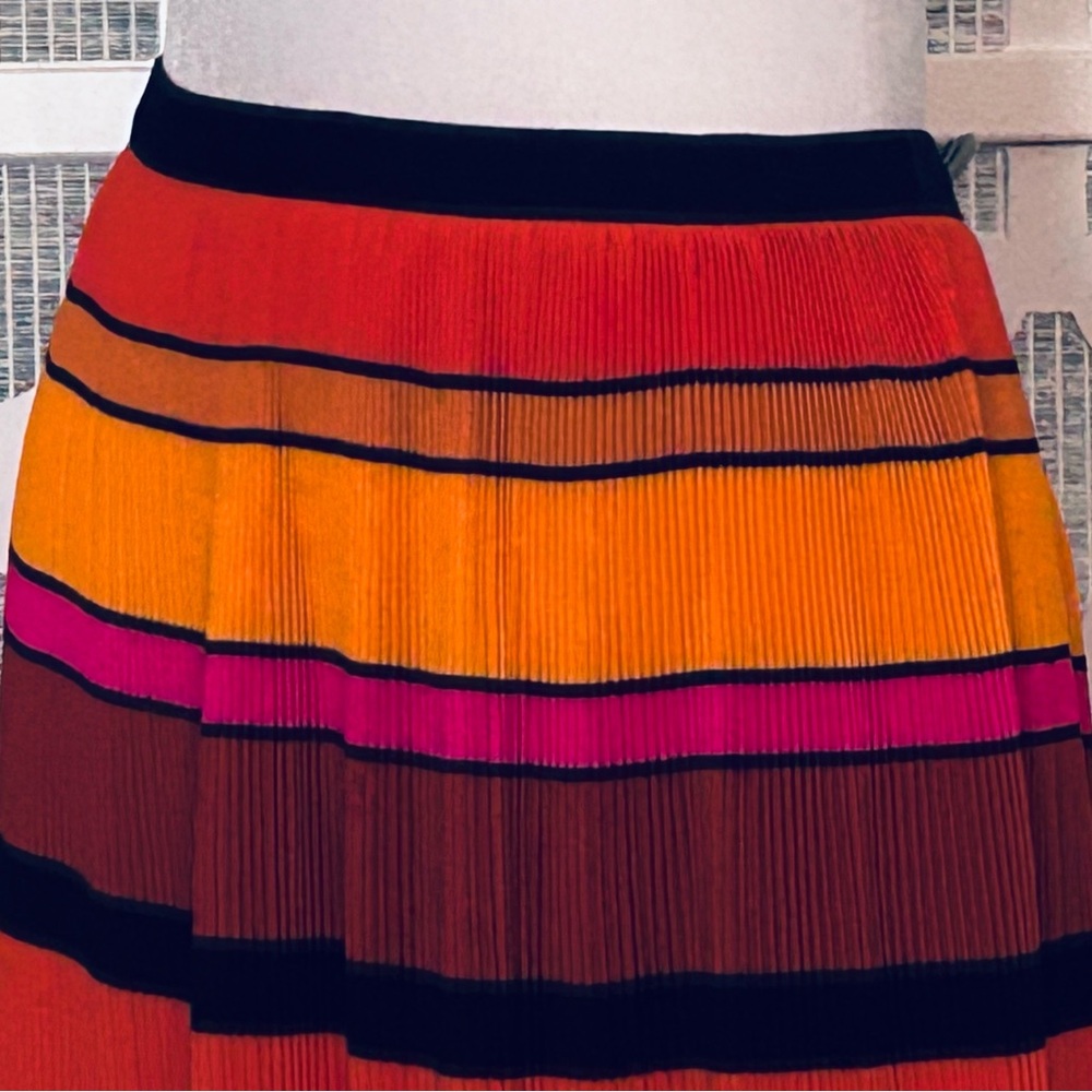 Vibrant Colorful Striped Midi Maxi Skirt J. Crew Sz 10P  Fall Accordion Pleated - Picture 6 of 13